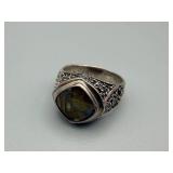 Sara Blaine Ring - Labradorite Gemstone, Intricate Filigree Silver