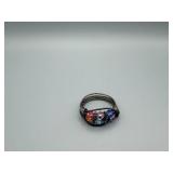 Beaded Wire Ring with Multicolor Crystals - Wrap Style