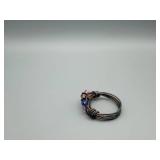 Beaded Wire Ring with Multicolor Crystals - Wrap Style