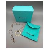 Tiffany & Co Circle Pendant Necklace 18in Chain 925 Sterling Silver