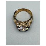 Two-Tone Sterling Silver Ring - 925 China - Large Center Crystal