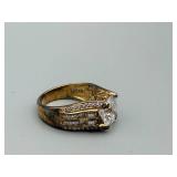 Two-Tone Sterling Silver Ring - 925 China - Large Center Crystal