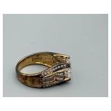 Two-Tone Sterling Silver Ring - 925 China - Large Center Crystal