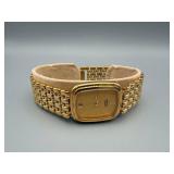 Seiko Quartz Gold-Tone Wristwatch with Date - Rectangular Case & Link Bracelet