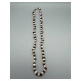 Freshwater Pearl Necklace With Dark Purple Beads - Silver Clasp