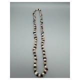Freshwater Pearl Necklace With Dark Purple Beads - Silver Clasp