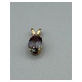 14K Gold Pendant with Oval Purple Gemstone