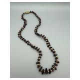 Dark Purple Bead Necklace with Gold-Tone Spacers