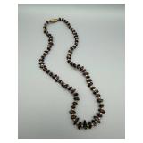 Dark Purple Bead Necklace with Gold-Tone Spacers