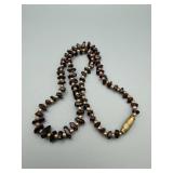Dark Purple Bead Necklace with Gold-Tone Spacers