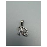 Sterling Silver 925 Letter R Monogram Pendant - Ornate Script