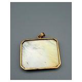 Mother-of-Pearl Cameo Pendant in Gold Frame