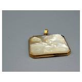 Mother-of-Pearl Cameo Pendant in Gold Frame