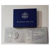 1986 Liberty Half Dollar Coin Unc. - COA