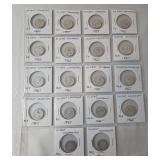 1959 - 1968 Silver 10 Cent Canadian - 18 Coins