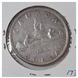 1959 Silver Elizabeth II Canadian Dollar-Feature Right- Facing Profile of Queen Elizabeth II-Very Collectible