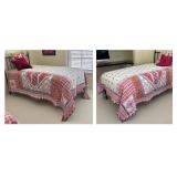 UL - Two Twin Anthropology Quilt Sets- Boho Patchwork Border & Accent Pillows