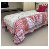 UL - Two Twin Anthropology Quilt Sets- Boho Patchwork Border & Accent Pillows