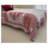 UL - Two Twin Anthropology Quilt Sets- Boho Patchwork Border & Accent Pillows