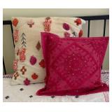 UL - Two Twin Anthropology Quilt Sets- Boho Patchwork Border & Accent Pillows