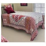 UL - Two Twin Anthropology Quilt Sets- Boho Patchwork Border & Accent Pillows