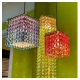 Crystal Bead Chandelier - 32 in Long, Multi-Color Pendant Lights
