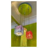 Crystal Bead Chandelier - 32 in Long, Multi-Color Pendant Lights