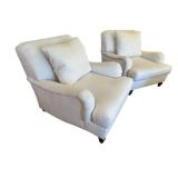 Pottery Barn Armchairs - Pair, Cream Upholstery