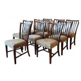 Wooden Dining Chairs - Set of 10 - Beige Micro Fiber Upholstery