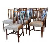 Wooden Dining Chairs - Set of 10 - Beige Micro Fiber Upholstery
