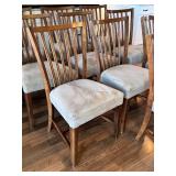 Wooden Dining Chairs - Set of 10 - Beige Micro Fiber Upholstery