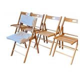 Wooden Folding Chairs - Set of Five with Cushions & Covers
