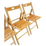 Wooden Folding Chairs - Set of Five with Cushions & Covers