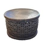 Room and Board Rustic Style Coffee Table - Natural Split Wood / Vintage African Style Tribal Carved Coffee Table