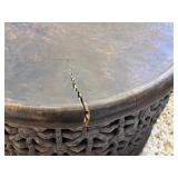 Room and Board Rustic Style Coffee Table - Natural Split Wood / Vintage African Style Tribal Carved Coffee Table