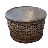 Room and Board Rustic Style Coffee Table - Natural Split Wood / Vintage African Style Tribal Carved Coffee Table