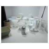 White Glass Vases and Planters