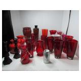 Red Glass Floral Vases