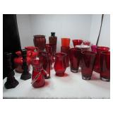 Red Glass Floral Vases