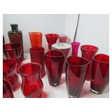 Red Glass Floral Vases