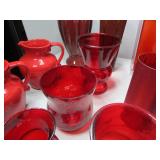 Red Glass Floral Vases