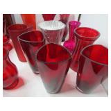 Red Glass Floral Vases