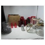 Red and Clear Glass Vases