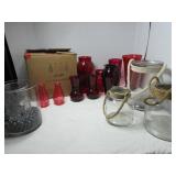 Red and Clear Glass Vases
