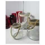 Red and Clear Glass Vases