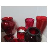 Red and Clear Glass Vases
