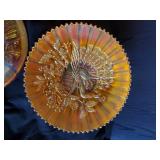 2 Antique Marigold Carnival Glass Dishes