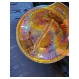 2 Antique Marigold Carnival Glass Dishes