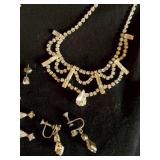 4 Amazing Antique Rhinestone Costume Necklaces & Earrings