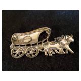 Sterling Silver OX and Covered Wagon Broach by Jewel Art
